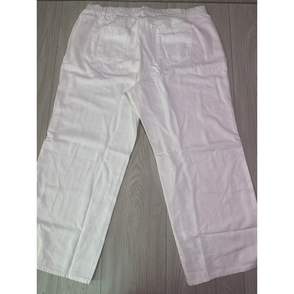 J.Jill White High-Rise Wide-Leg Denim Pants Cotton Tencel Size 24 Regular NEW